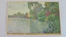 Ansichtskarte Karlsruhe Baden Stadtgarten gel 1917 Feldpost Zeppelin