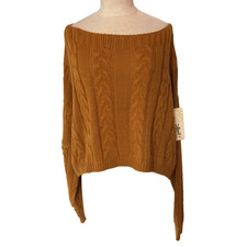 Damen Oversize Strick Pullover Senf Z913C Cropped Boxy Sweater Überzieh-Oberteil