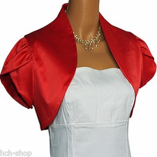 Damen Bolero Jäckchen Bolerojäckchen kurze Jacke kurzarm Gr. 34 36 38 40 rot