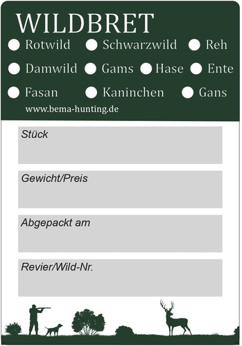 Wildbret etiketten 10x7 - wildbret, |