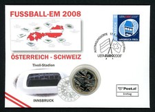 Österreich 2008 Numisbrief 5 € Fußball EM Innsbruck unzirkuliert (Num129