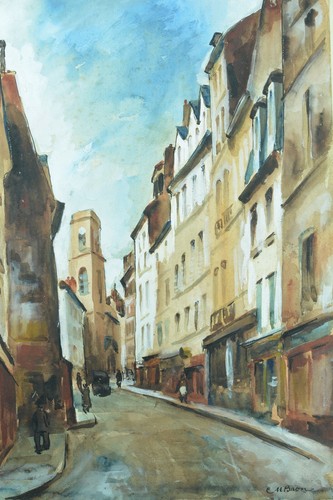 Altes gemälde straßenszene - altes,
