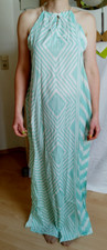 Gr.L 40-42 Maxikleid Satinkleid Sommerkleid neu weiß grün Maße im Text!