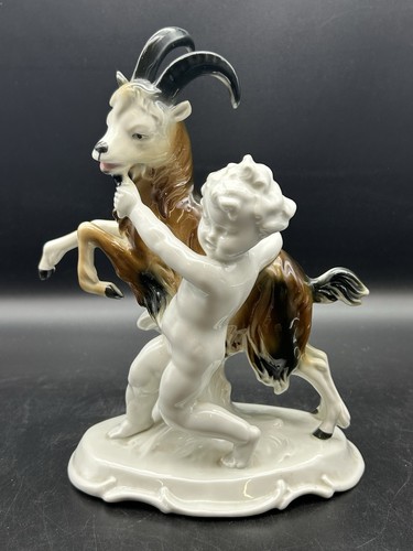Porzellanfigur putto steinbock - porzellanfigur,