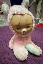 DDR Plüschtier Gummigesicht Kult Katze rosa Kätzchen Ostalgie