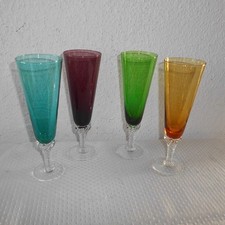 4 x Sektgläser Sektglas Bunt Vintage 70 er Jahre Gläser Glas H 19,4 cm