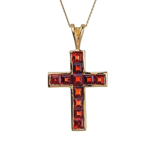 Granat kreuz halskette - 9, kt