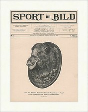 Zehnte Deutsche Geweih-Ausstellung Jagd Keiler Wildschwein Kopf F_Vintage 00558