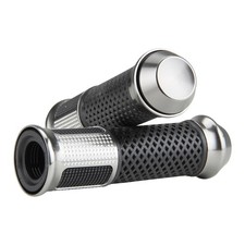 Griffe Lenkergriffe Gummi CNC schwarz chrom universal für Motorrad Roller Moped