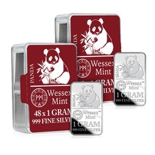 Wessex Mint Silver Savers Panda Bear 1g Solid Silver Bullion Barren - Box of 96