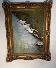 Enten am Teich Ölgemälde 1967