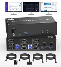 DP KVM-Switch 8K Triple Monitor für 2 PC 3 Monitore Tastatur Maus USB3.