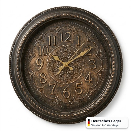 Wanduhr vintage 35cm bronze - wanduhr,