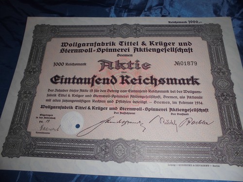 Historische aktie wollgarn - wollgarn,