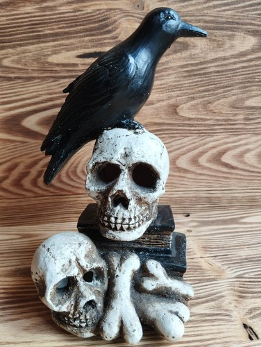Gothic totenkopf mit - gothic, rabe