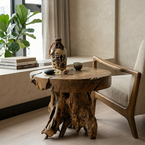 Beistelltisch teak wurzelholz - beistelltisch,