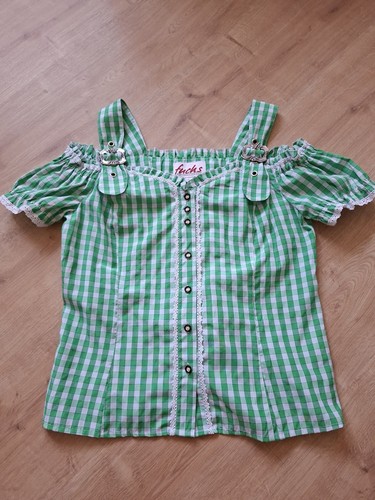Trachtenbluse grün weiß - trachtenbluse, grün-weiß