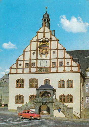 Plauen mit rathaus am - ak,
