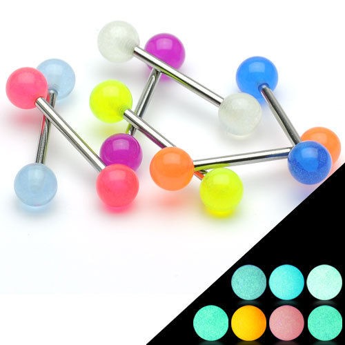 7er set zungenpiercing - glow, in