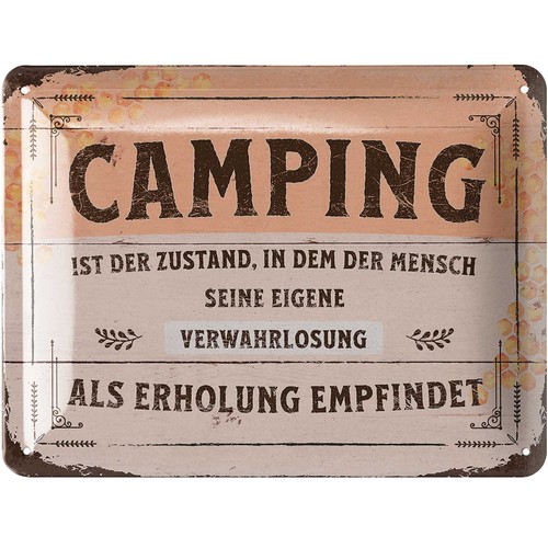 Retro blechschild camping - blechschild,