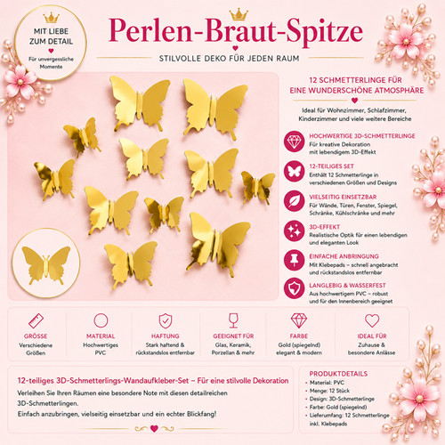 12x gold schmetterlinge - 12x,