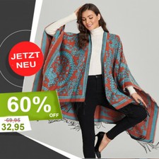 Orange DAMEN PONCHO Wolle