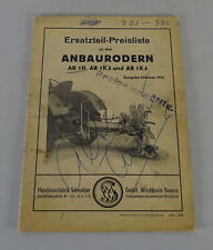 Teilekatalog / Ersatzteilliste Schmotzer Anbauroder AR 1H / AR 1K3 / AR 1K4