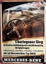 orig. Plakat Poster GP Nürburgring 1952 Druck von 1989 Mercedes-Benz 300 SL