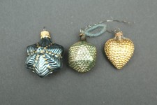 Lauscha Glas alter Christbaumschmuck Baumbehang 3 Formteile Art Deco 50er Jahre