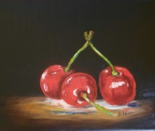 Kirschen auf Leinwand in