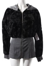 OTTO KERN Bomberjacke Damen Jacke Gr. DE 42 schwarz-silberfarben Glitzer-Optik