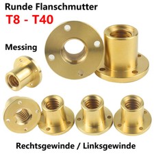 Rund Flansch Trapezgewindemuttern T8 - T40 Messing Muttern Links/Rechts Gewinde