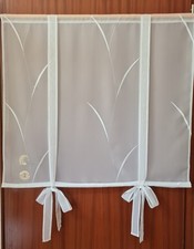Gardine Scheibengardine weiß mit Stickerei Breite 90 cm Höhe 98 cm lose Bänder