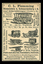 Alte Reklame 1886 Flemming Leiterwagen Handwagen Klobenstein b. Schwarzeberg i.S