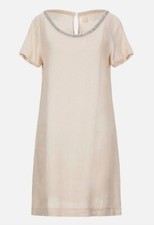 NEU - 120% Lino Leinenkleid Beige Strass Pailetten