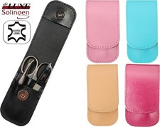 3-tlg Solingen Maniküre Set Leder Etui, Nagelschere, Feile, Pinzette, Germany