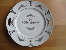 Alter Porzellanteller Zur Silber-Hochzeit Weiß und Silber ca 26,5 cm Durchmesser