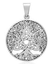 Yggdrasil Lebensbaum Silber Amulett Anhänger Triquetra Knoten 925 Celtic Kette .
