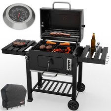 Holzkohlegrill mit Thermometer Flaschenöffner XXL BBQ Camping Smoker Stand Grill