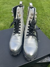 Stiefel Marc Cain Echtleder Boots Silber Markenschuhe Damenschuhe Leder