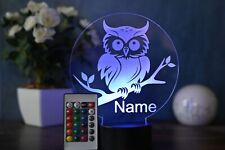 Personalisierte Eulen Lampe als LED Dekoration, Geschenk Idee für Eulenliebhaber