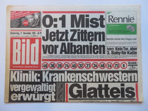 Bild zeitung vom - bild, 17.11.1983