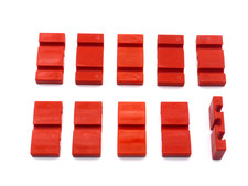 Fischertechnik 10 Stk. Bausteine 5 15x30 V-Zwischenstück, rot (ft-Nr. 38424) 
