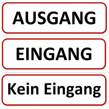 ☆ 3 x Klebeschild - Ausgang - Eingang - Kein Eingang - 196x65 Aufkleber Schild