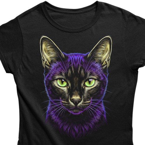 Damen shirt katze - t-shirt, lila