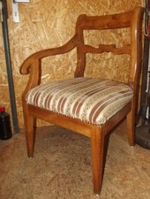 Stuhl,  Biedermeier, Nr. 4, Spinnstuhl, Stillstuhl, Esche, Polster, antik