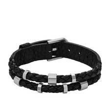 Fossil JF04473040 Armband Herren Essentials Leder Schwarz 25,6 cm
