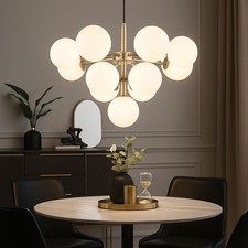 Hängeleuchte Pendellampe Esstischleuchte Kugel Glas opal Esszimmerlampe H 120 cm