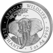 5 oz Silver African Wildlife Somalia Elephant 2021