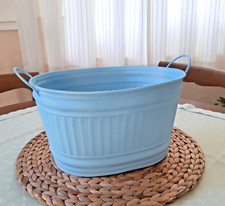 Deko-Wanne aus Metall mit Griffen / Farbe Hellblau !